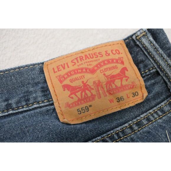 Levi's 559 Relaxed Straight Fit Rugged Blue Denim Jeans Mens Size 36 x 30 - Picture 1 of 8